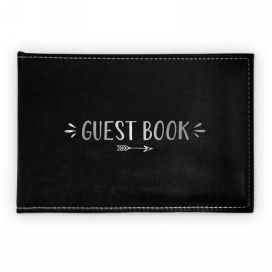 Wedding  Black Guest Book with Silver Writing Image 1