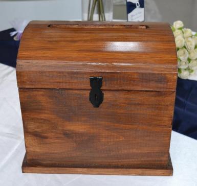 Wedding  Wooden Treasure Chest - Stained  Timber Hire Image 1