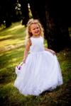Long Flower Girl Dress with Beaded Lace Trim - Ivory or White image