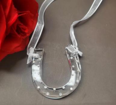 Wedding  Deluxe Glass Horseshoe Charm with Diamantes Image 1