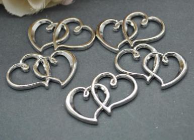 Wedding  Double Heart Metal Charms Image 1