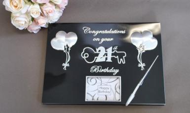 Wedding  21st Birthday Guest and Memories Book Black and Silver Image 1