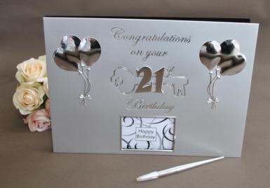 Wedding  21st Birthday Silver Guest and Memories Book Image 1