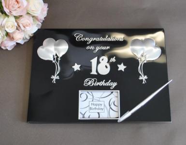 Wedding  18th Birthday Guest and Memories Book - Black and Silver Image 1