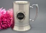 Stainless Steel Beer Mug with Deluxe Round Badge image