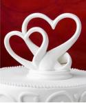 Ceramic Hearts White Cake Topper image