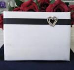 Black and White Guest Book with Diamante Hearts image