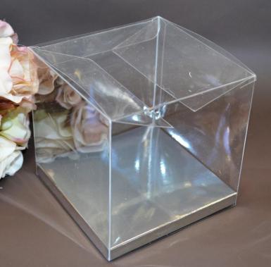 Wedding  Clear PVC Box with Silver Base 11cm x 11cm x 11cm Image 1