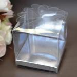 Clear PVC Box with Silver Base 7.5cm Flower Lid image