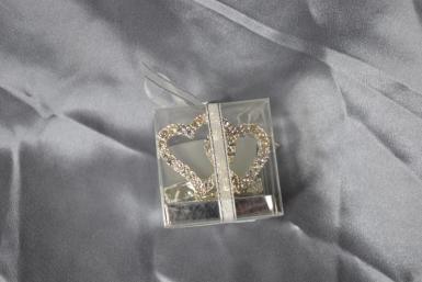 Wedding  Double Diamante Heart Tealight Candle Holder Image 1