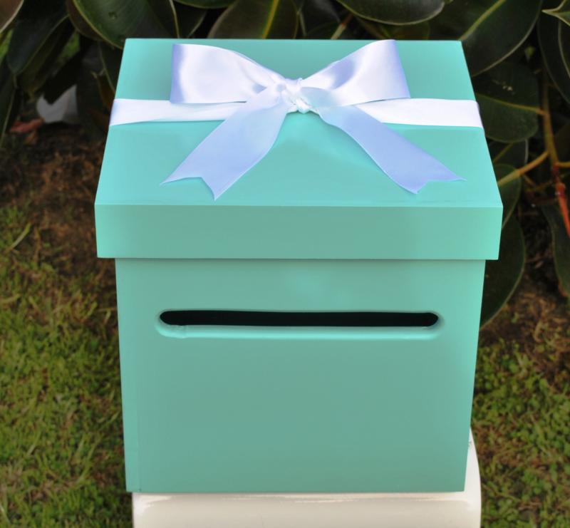 Aqua Blue Wedding Wishing Well wooden timber box