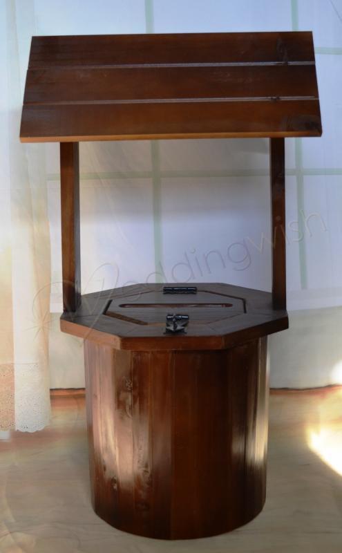 Details About Wedding Wishing Well Round Timber Rustic Stain Wooden Card Box Engagement 21st